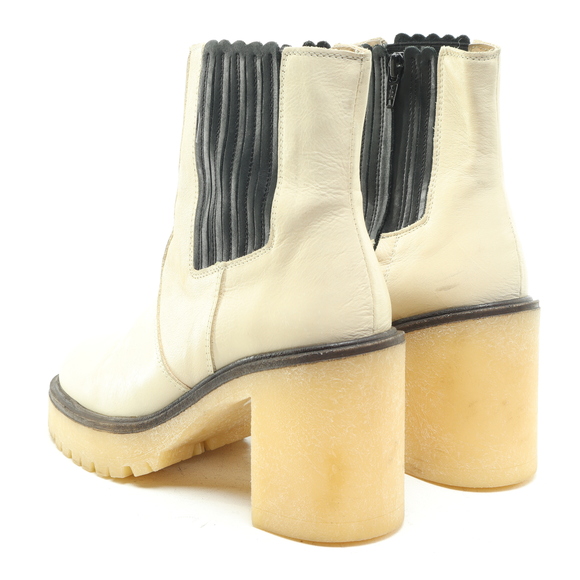 Free People James Chunky Heel Chelsea Leather Boots Women EU 38 White/Black - Picture 8 of 16